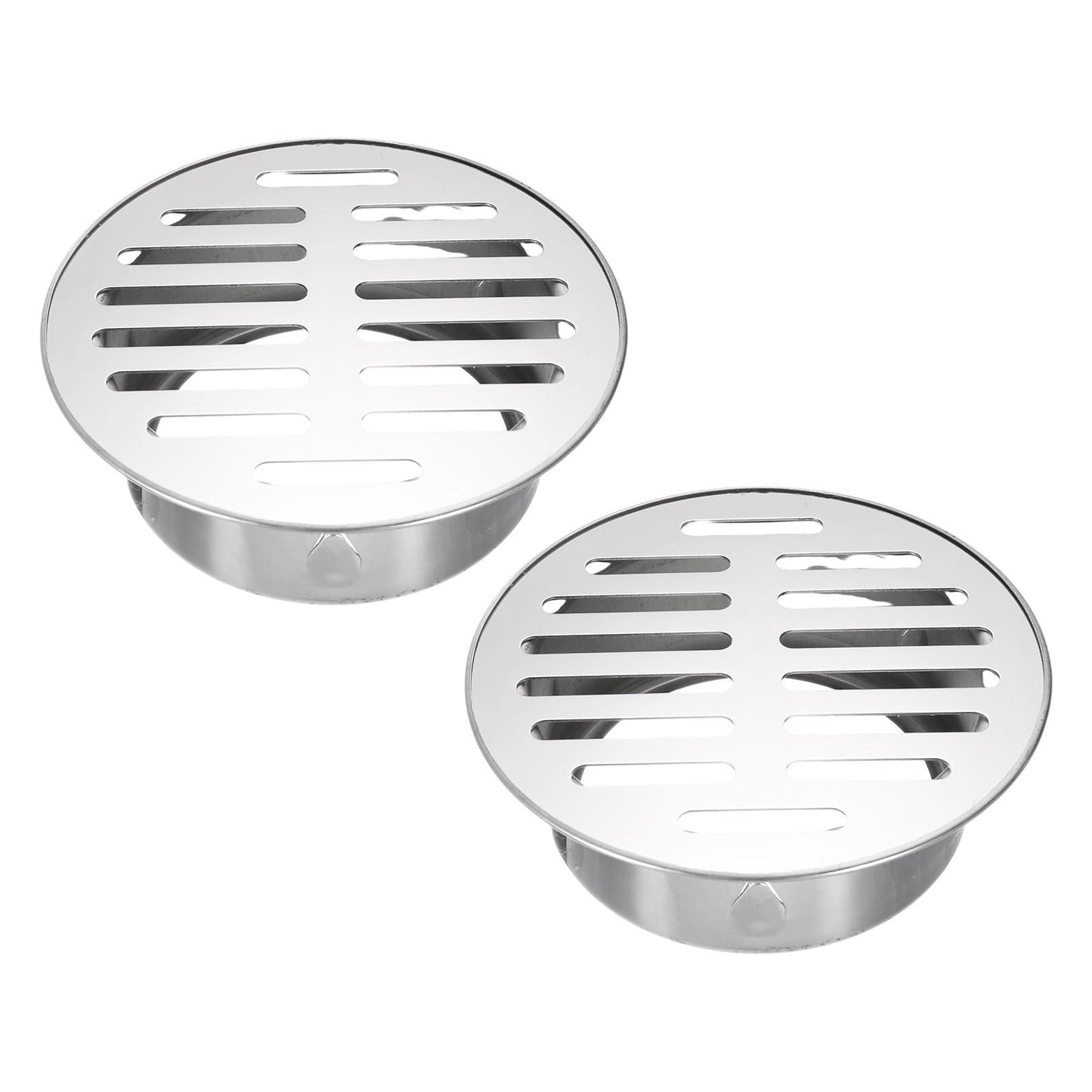 PATIKIL Floor Drain Cover 5" x 3.9" (110 Flat Mouth), 2 Pcs 304 Stainless Steel Round Anti Blocking Snap-in Drain Strainers for Outdoor Bathroom