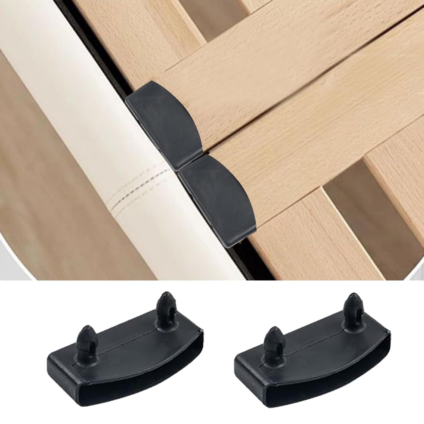 Oenothera 72 Pieces Plastic Bed Slat Caps, Bed Slat Holders Caps, Side and Center Bed Slats Holders Replacement for Holding Securing Wooden