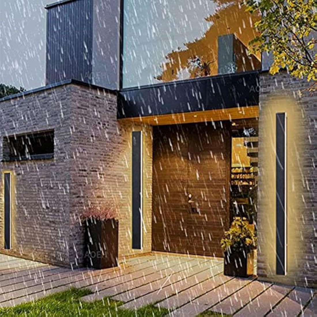 Outdoor Wall Lights LED Black Long Wall Sconce Ip65 Waterproof Outside Lights Rectangular Wall Lighting 3000k 20W Aluminum Exterior/Indoor Wall Light For Garden Villa Porch Terraces Garage,60cm*1