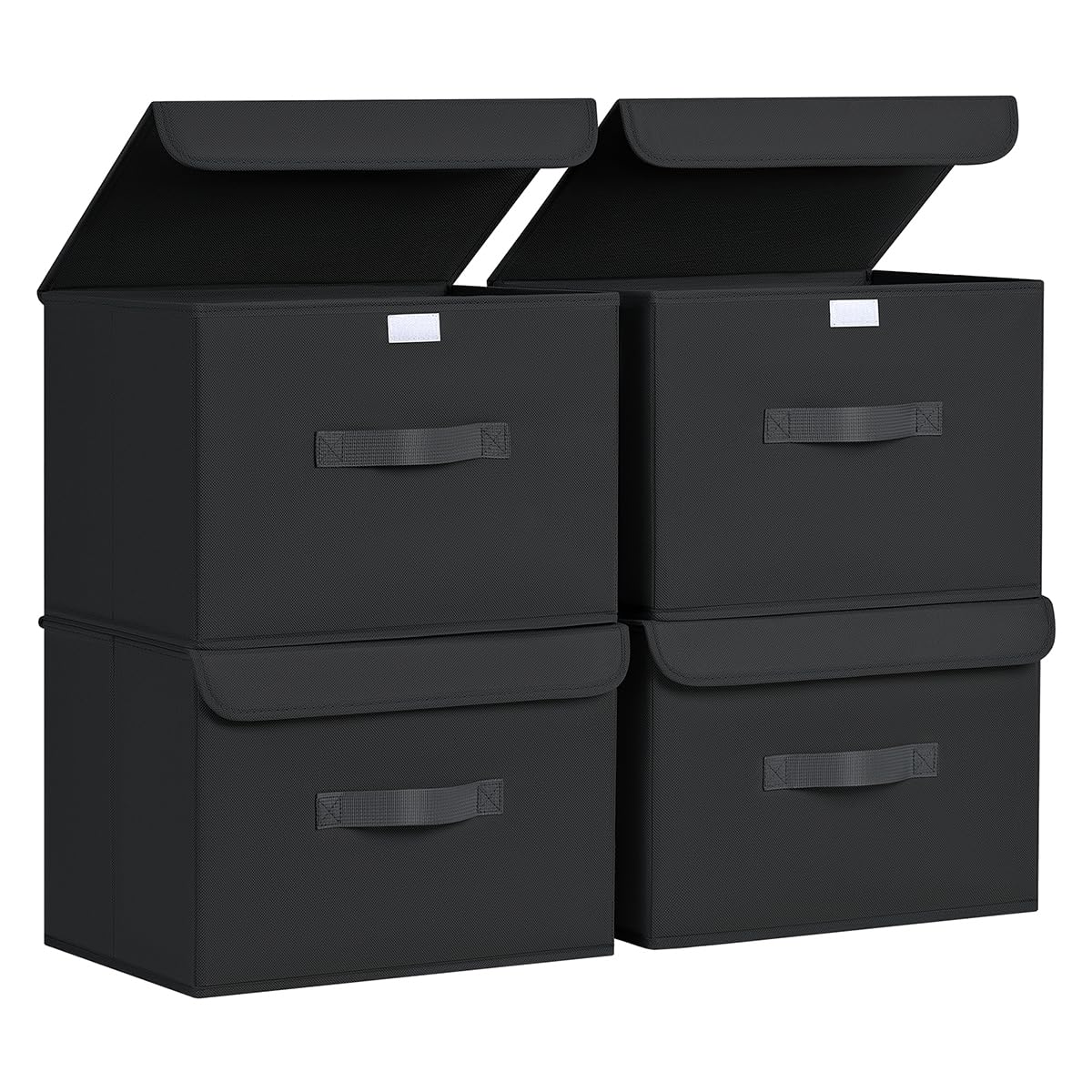 Homsorout Foldable Storage Boxes with Lids - Wardrobe Organiser Bin with Handle Fabric Basket Containers for Clothes, Book, Shelf, Office