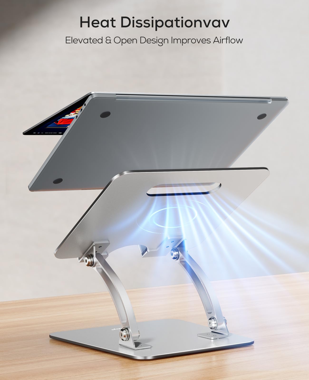 Nulaxy Ergonomic Adjustable Laptop Stand for Desk, Dual Foldable Design