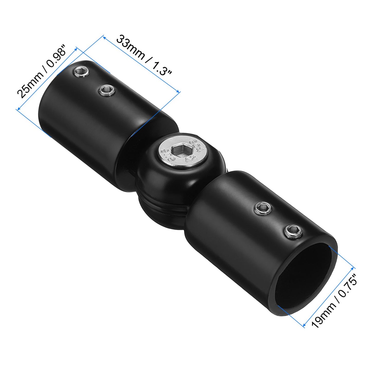 sourcing map 2pcs Corner Curtain Rod Connector, Hinged Elbow Connector Curtain Rod Corner Connector with Hex Wrench for 3/4 Inch OD Bay Window