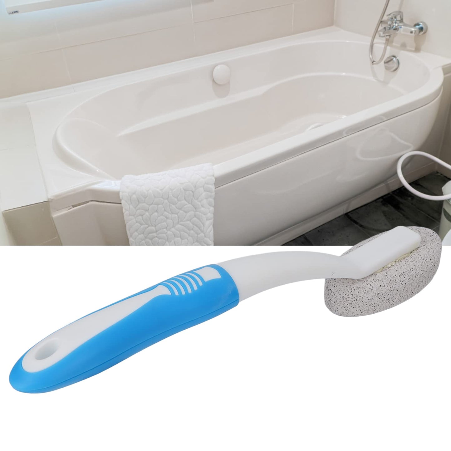 Pumice Stone Toilet Brush, Hard Water Remover, Bathroom Cleaner for Porcelain & Ceramic Surfaces, Suitable for Sink, Pool, Kitchen, and Toilet Bowl