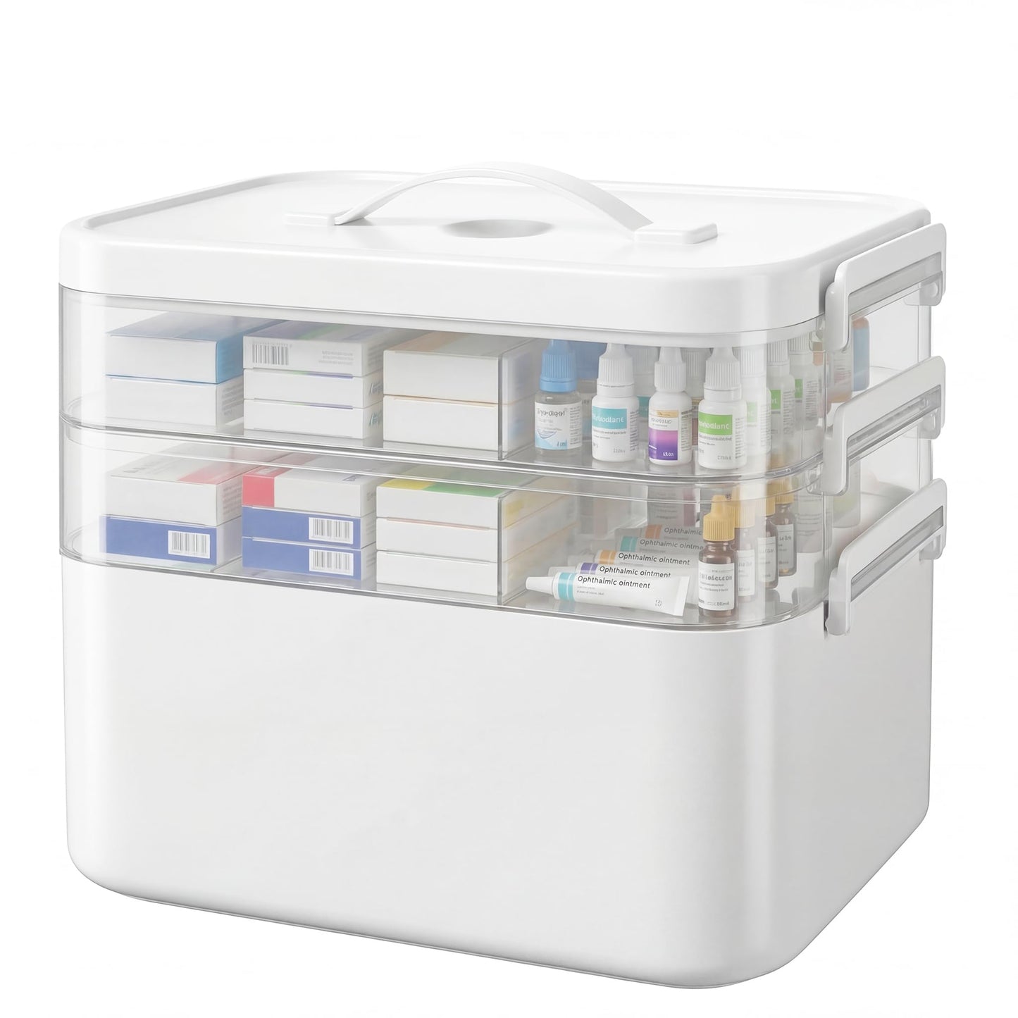 Kryndle Medicine Storage Box, 3 Layer Medicine Box with Compartments