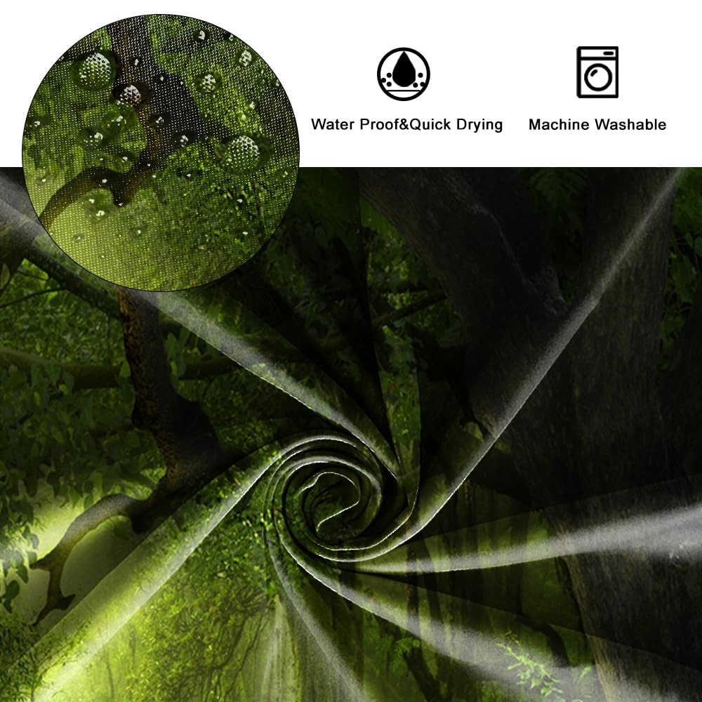 SDOTPMT 90x180cm Magic Forest Shower Curtain Fairytale Fantasy Jungle Tree Green Plant Grassland Bath Curtain Natural Landscape Bathtub Curtain for