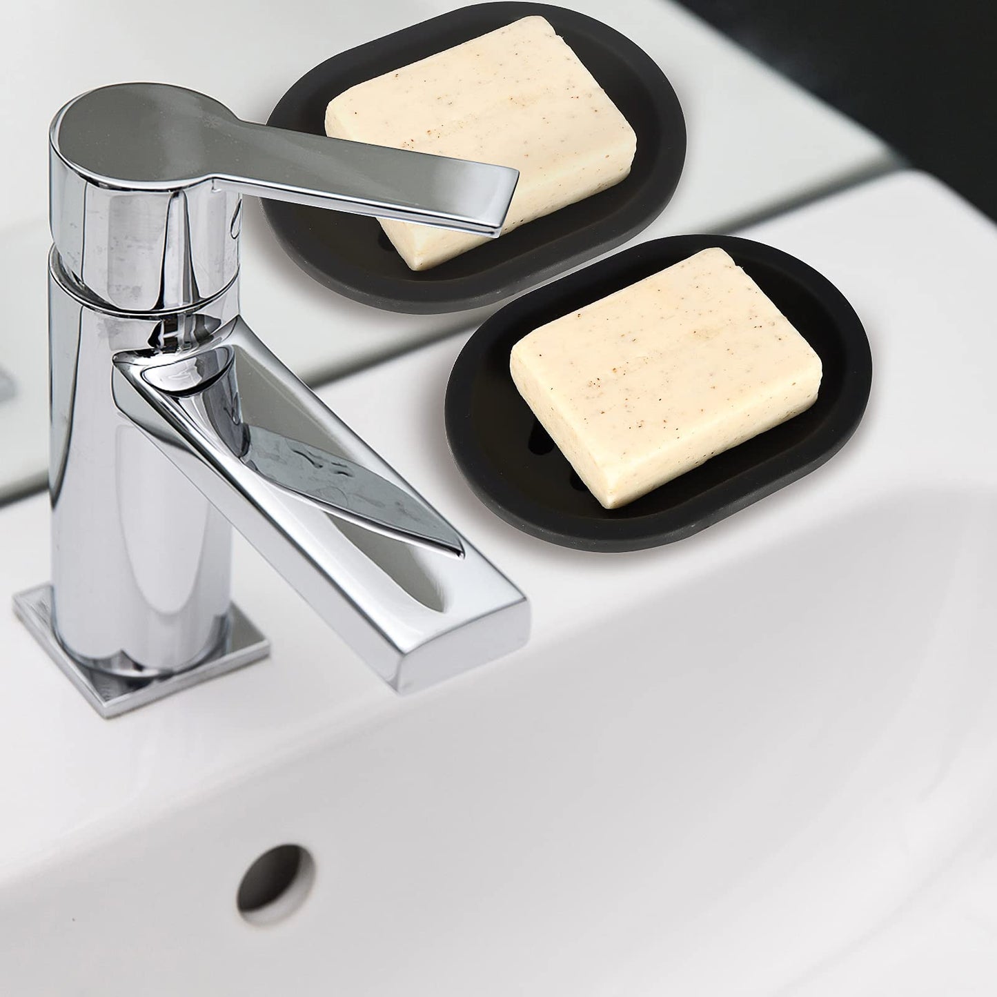 Topsky 2 Pack Plastic Soap Dish, Soap Holder Black