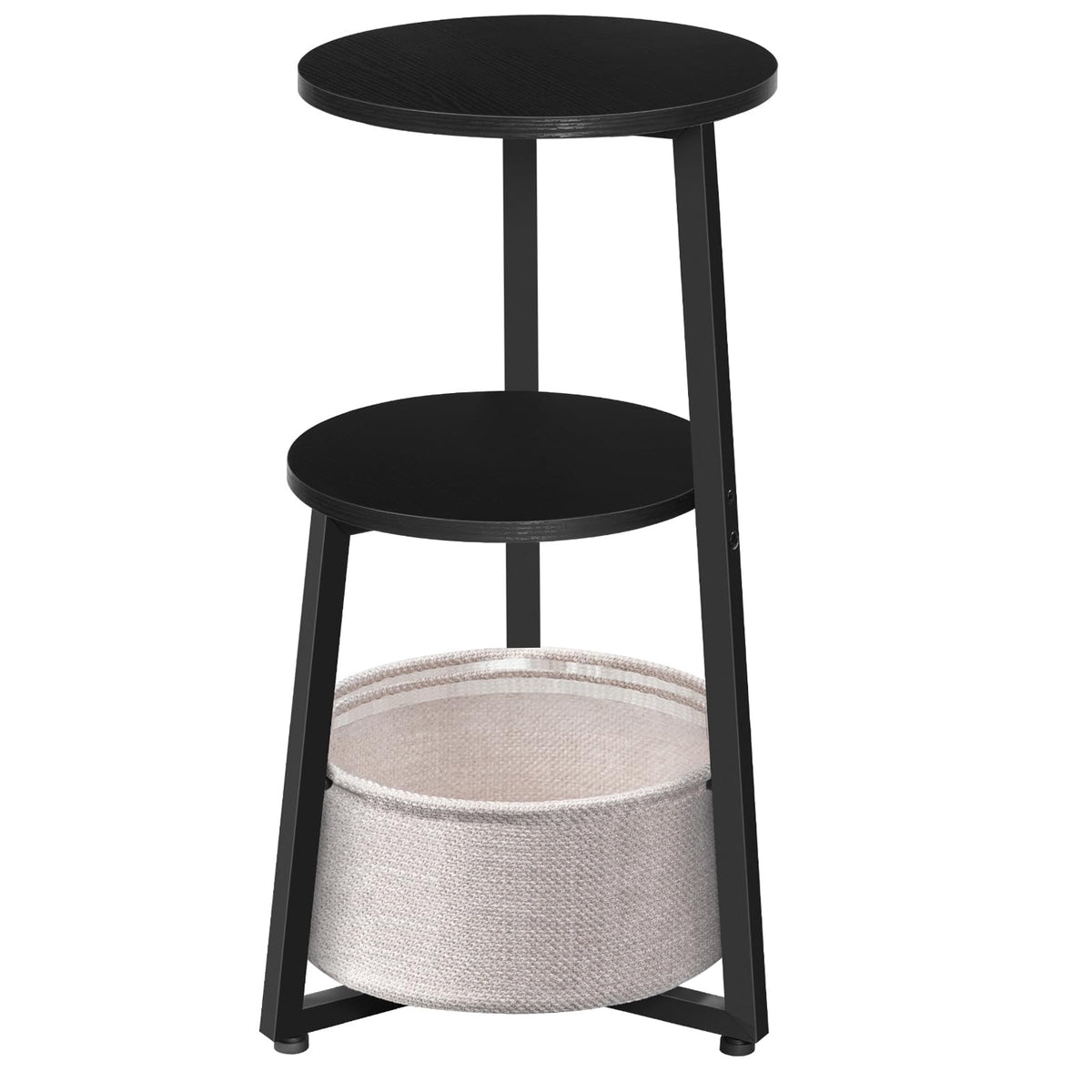 HOOBRO Round Side Table, 3 Tier Bedside Table with Storage Shelves, Accent Small Corner Table Compact Sofa Side Tables for Small Space in Living Room