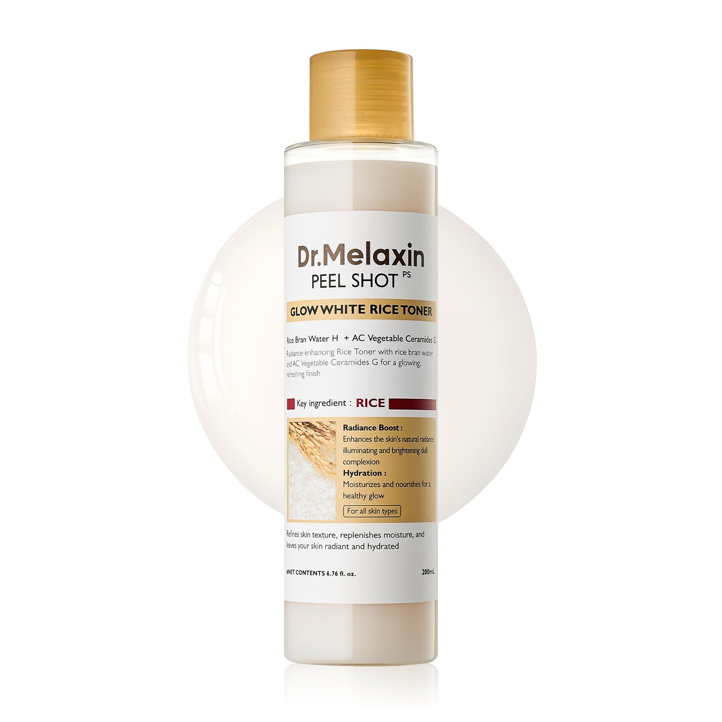 Dr.Melaxin Peel Shot Glow Rice Toner 200ml hydrated Skin Cleansing Skin Korean Skin Care