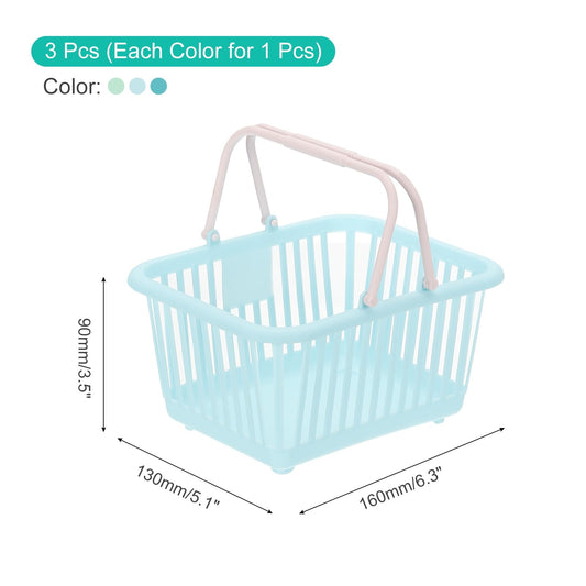 PATIKIL 3PCS Mini Shopping Basket, Small Plastic Basket Mini Storage Basket Grocery Tiny with Handles Organizer Filtered Water for Organizing Toys