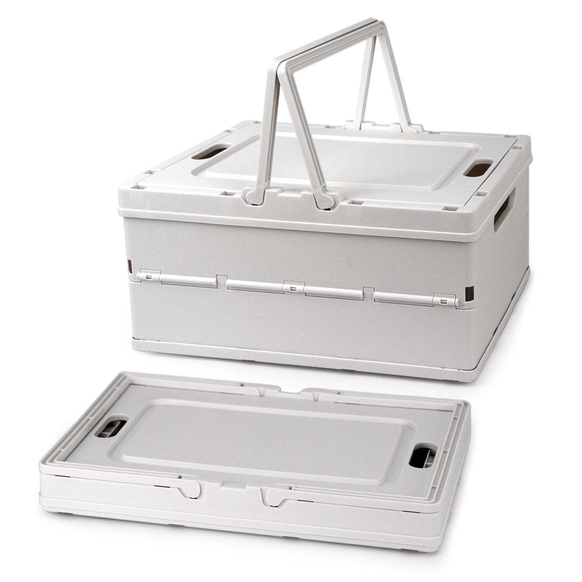 Vivikivi Collapsible Storage Crate,Plastic Storage Box, White-2 Pack