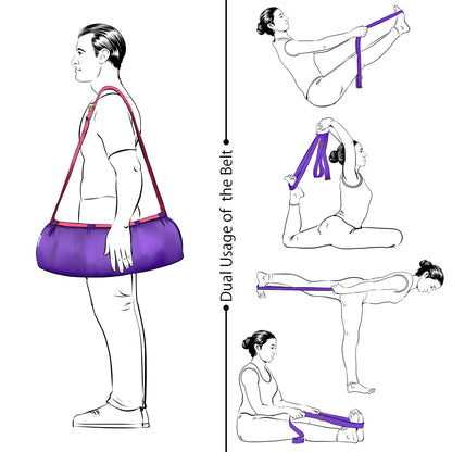 Yogan Yoga Bolster with a Yoga Belt/Strap | Natural Buckwheat Hulls Filling | Outer Cover (Could be Removed and Washed) - Made of 100% Organic Cotton