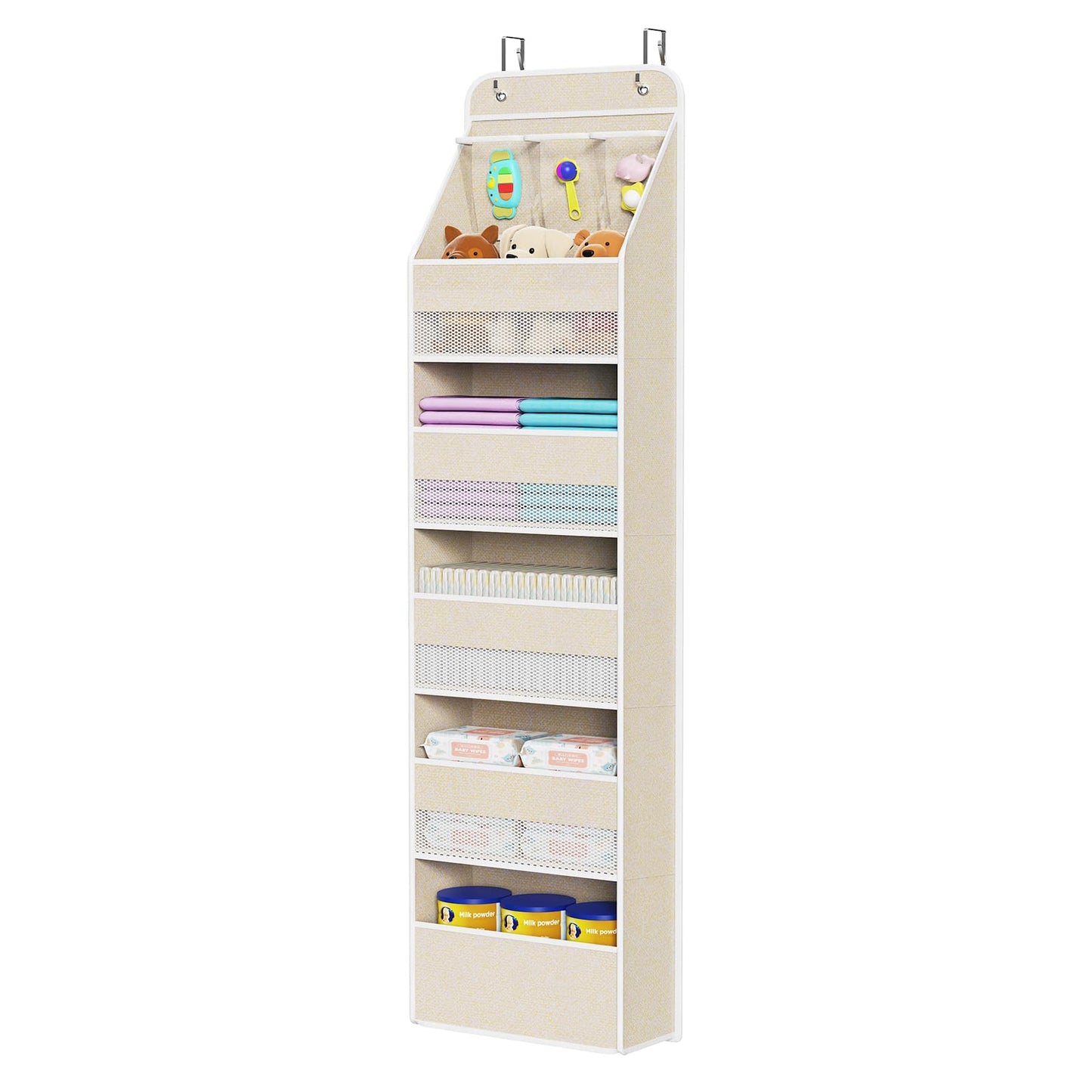 Univivi 6-Shelf Over Door Hanging Organizer Fabric Door Storage with 5 Large Pockets and 3 Small PVC Pockets Wall Mount Hanging Storage Organizers