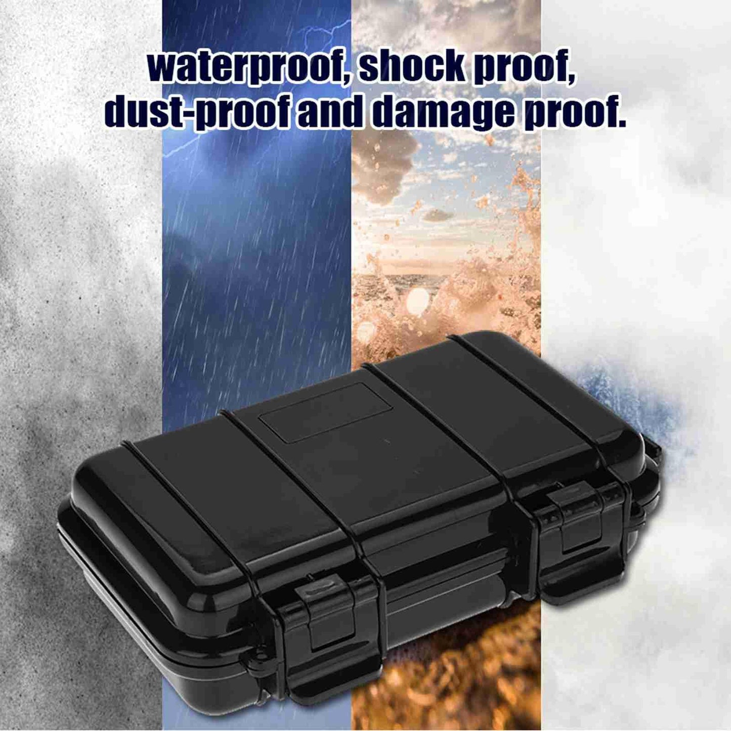 Tbest Survival tin Box, Shockproof Box, Eerieur Waterproof Shockproof Waterproof Storage Box Storage Container Case Storage Box Black Dry for Fishing