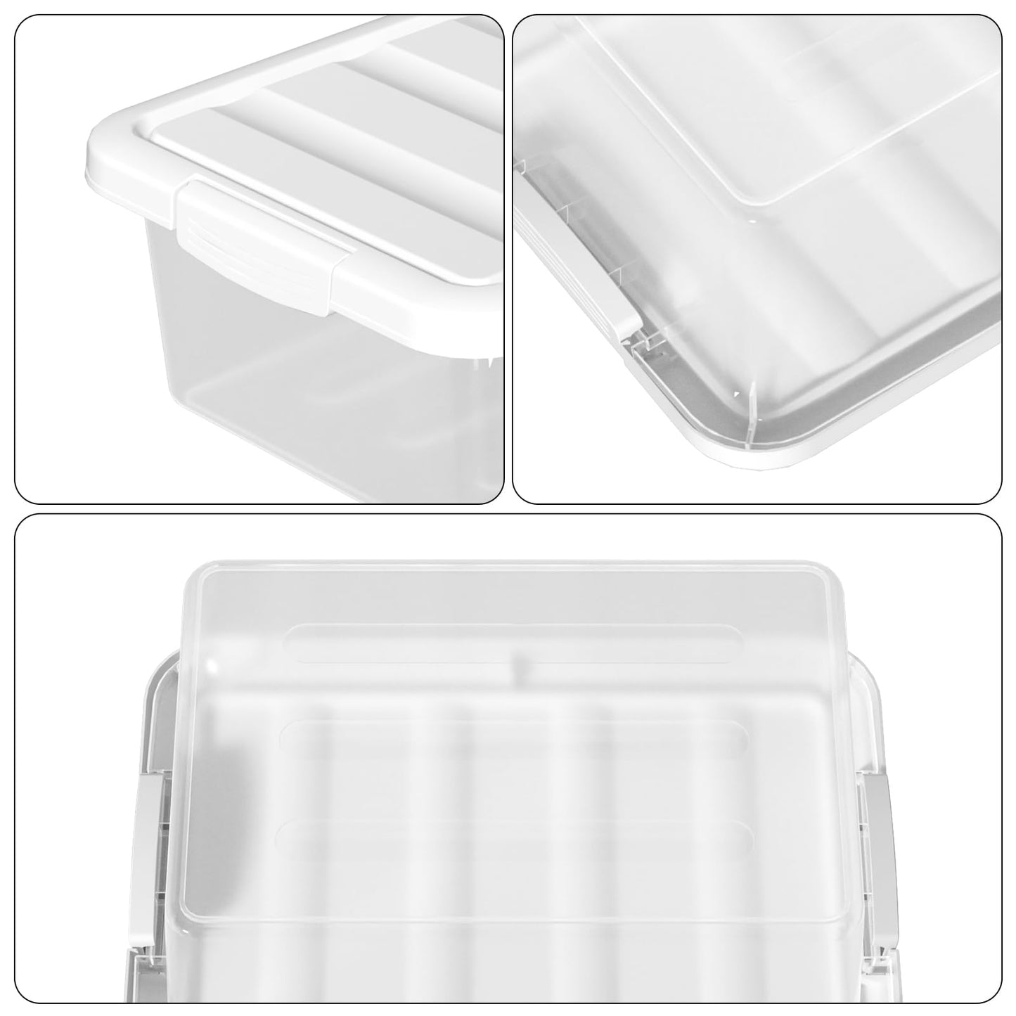 Ucake 14 L Plastic Storage Box with Lids, Clear Plastic Box with Lid, 2 Packs