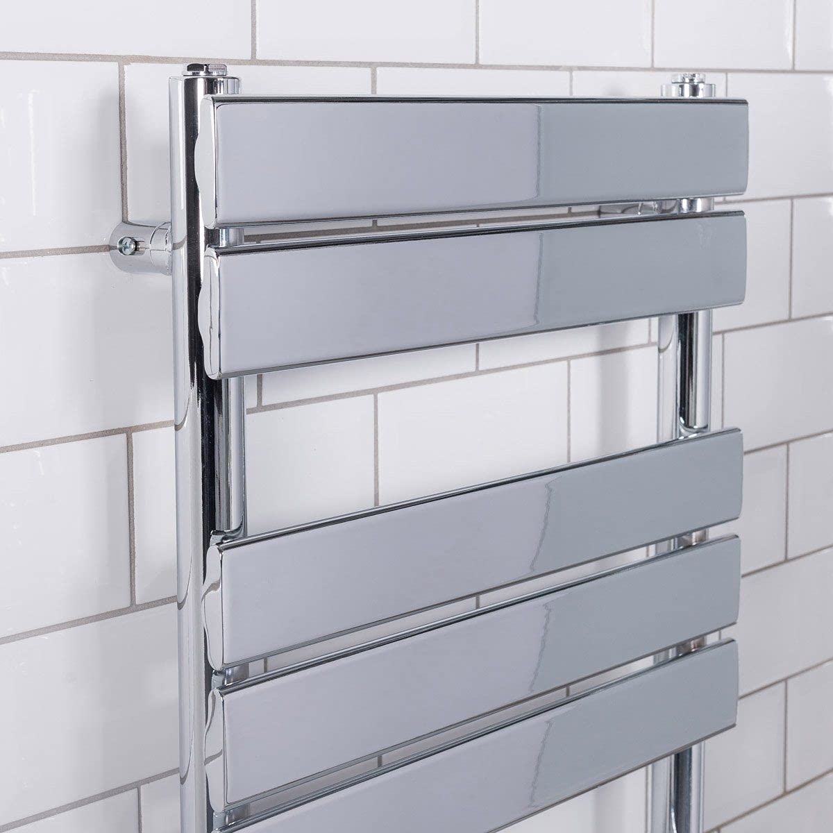 Warmehaus Flat Panel Heated Towel Rail Bathroom Radiator Chrome 1200x500mm