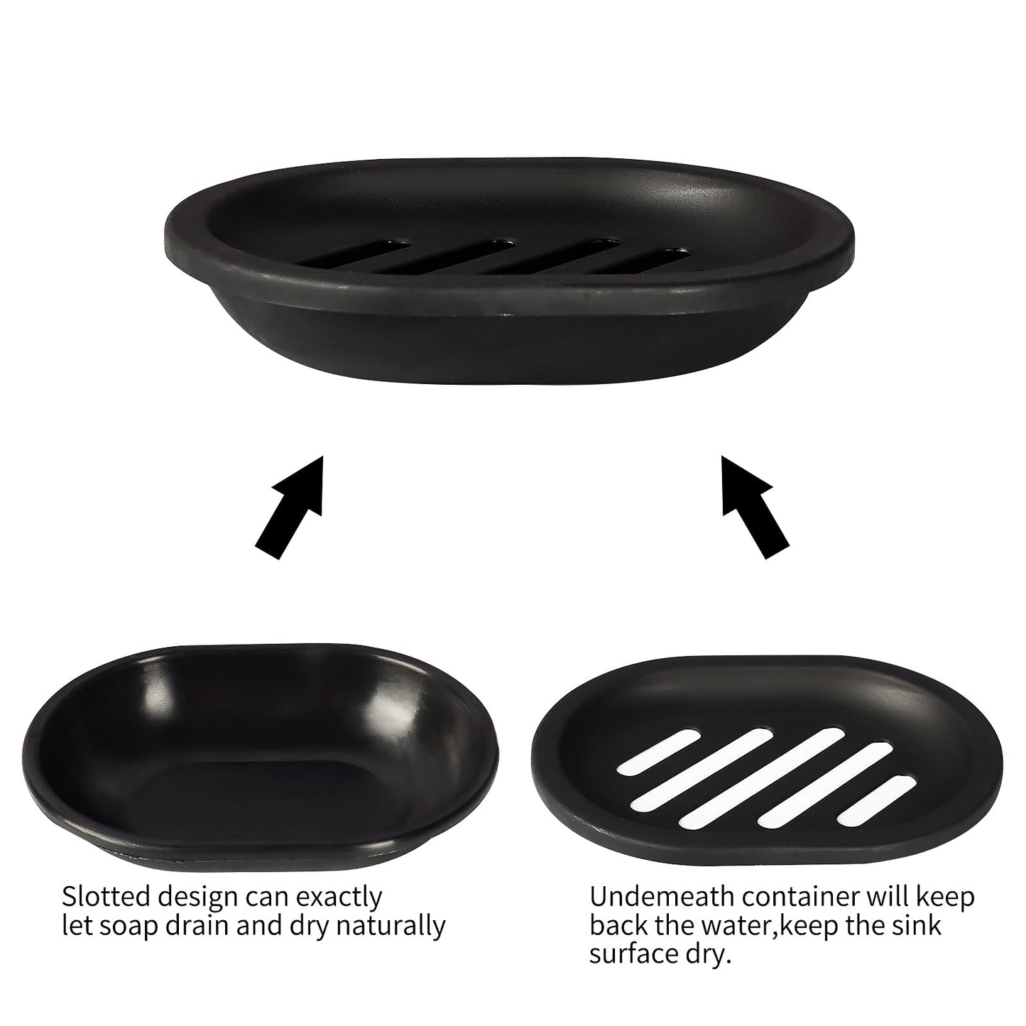 Topsky 2 Pack Plastic Soap Dish, Soap Holder Black