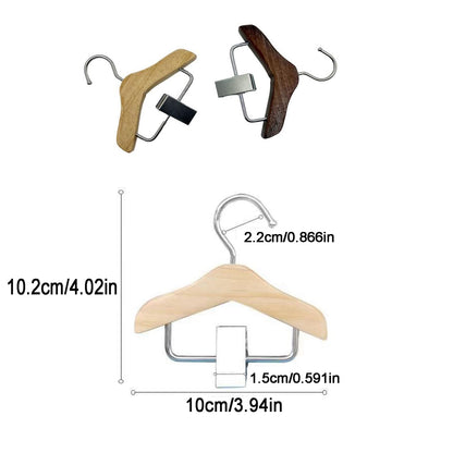Golden Apple 3 Pcs Wooden Mini Hanger Pet Clothes Hanger with Anti-Slip Clip Small Hanger for Hat Wigs Socks Coffee