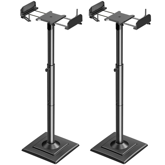 ELIVED Adjustable Height Speaker Stands, Extend 865mm to 1100mm, Spring Loaded Floor Stand Holds Universal Satellite & Bookshelf Speakers Up to 5KG,