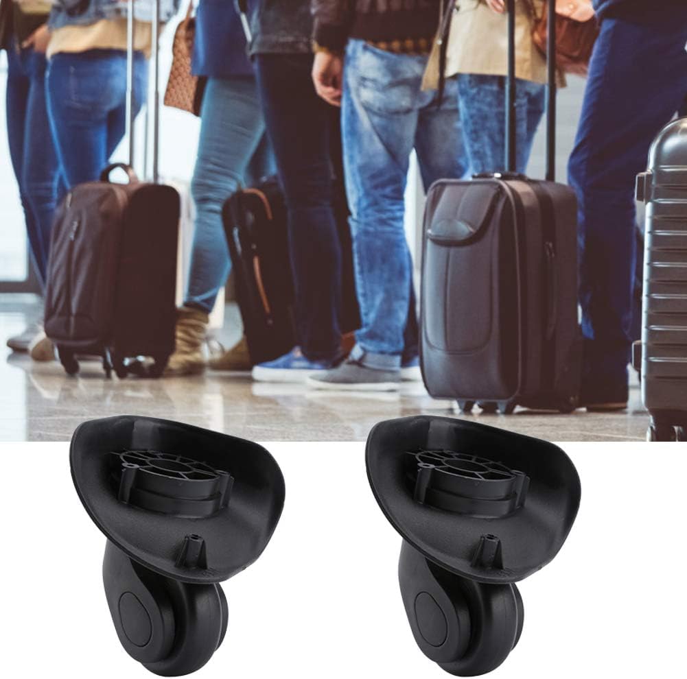 Tyenaza Luggage Replacement Wheels, 2 Black Swivel Casters, 360° Rotation