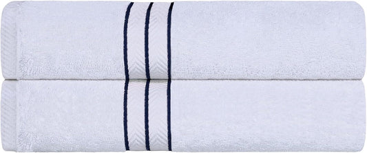 Home City, 100% Cotton, Towel Set, White/Navy Blue - Towel