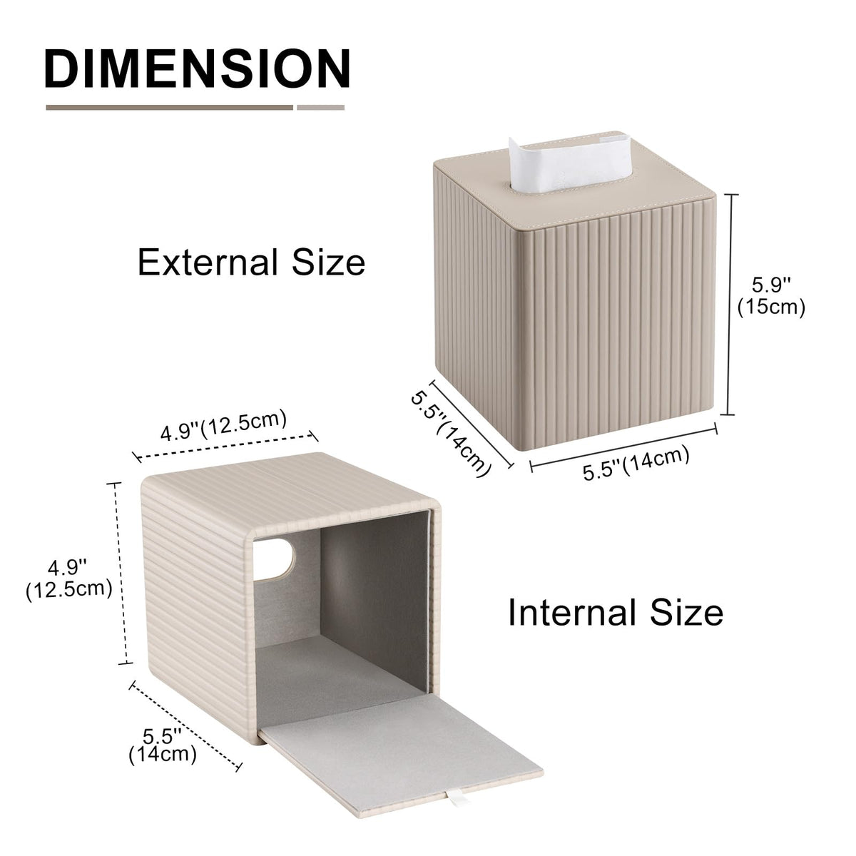 KINGFOM Tissue Box Holder Cube, Modern Square Tissue Box Cover for Living Room Bedroom Bathroom