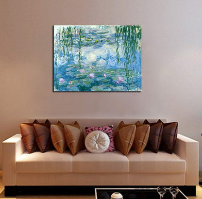Wieco Art Water Lilies by Claude Monet Oil Paintings Flowers Reproduction Extra Large Modern Gallery Wrapped Giclee Canvas Prints Artwork on Canvas