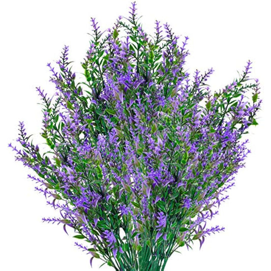 Artificial Lavender Flowers, 6 Pack Artificial Lavender Flowers, UV Resistant Plastic Flower for Garden, Home, Indoor and Outdoor (Purple)