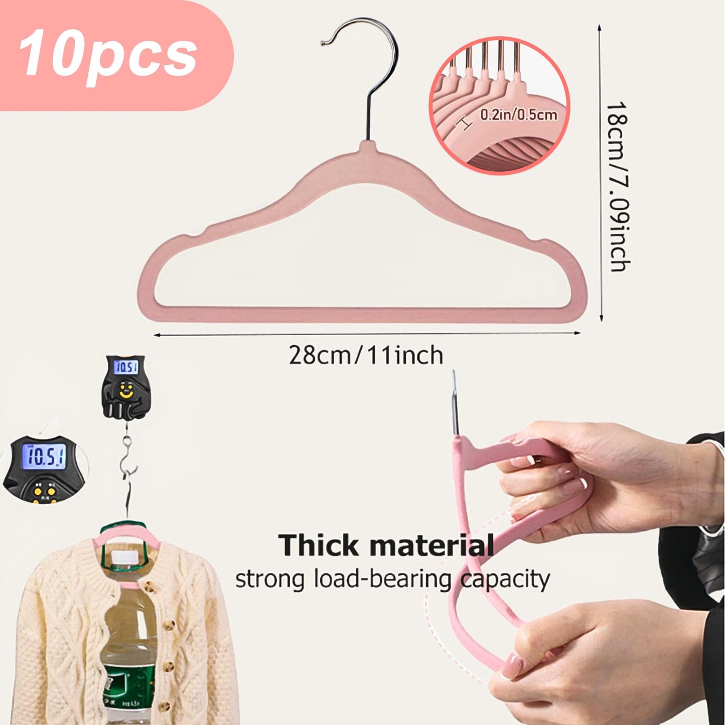 Baby Velvet Hanger 10Pcs, Non-Slip Kids Coat Hangers, Ultra-Slim Space Saving Toddler Children's Hangers for Clothes