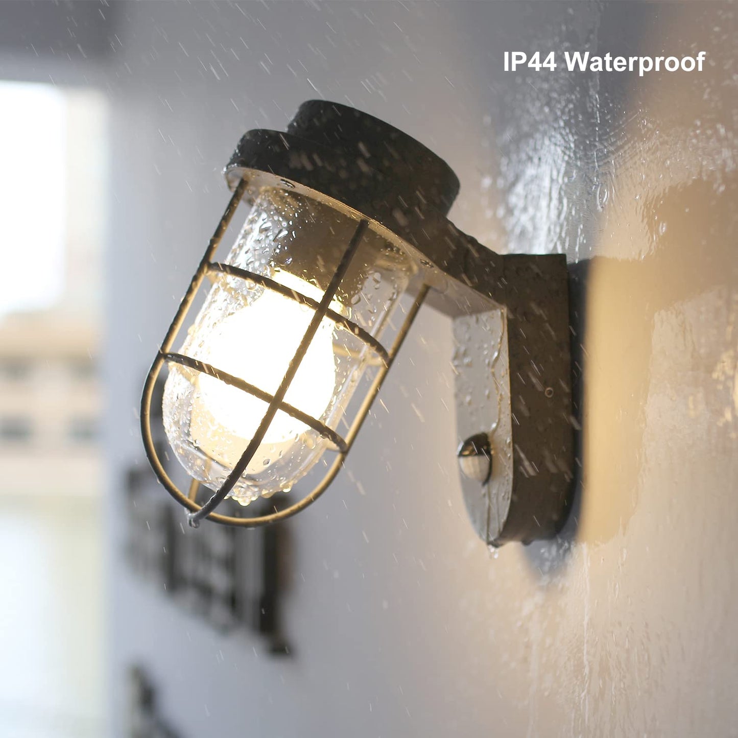DAWALIGHT Outdoor Wall Light Mains Powered PIR IP44 Waterproof Outside Lights Lantern Style LED Motion Sensor with E27 Socket for External Patio