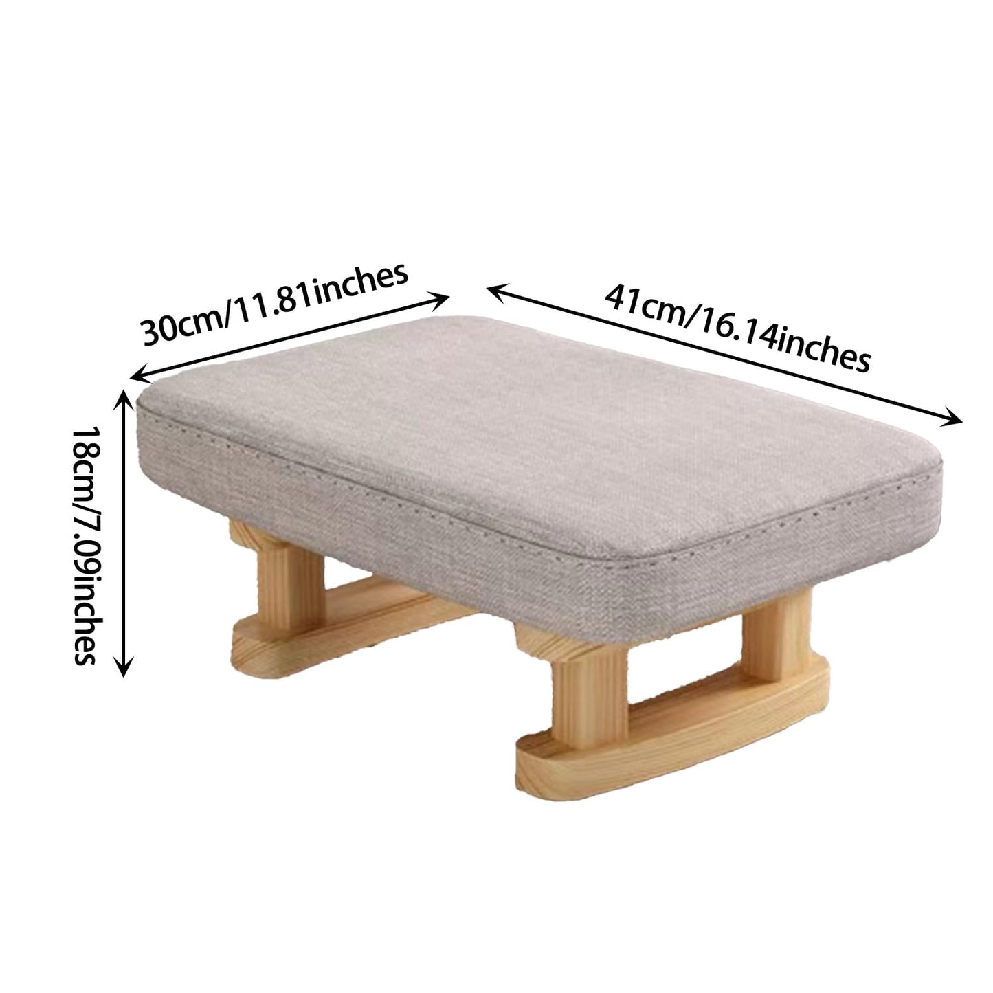 Foot Stool, Pouffe Footstool with Removable Cover, Linen Fabric Small Footstool with Cushion