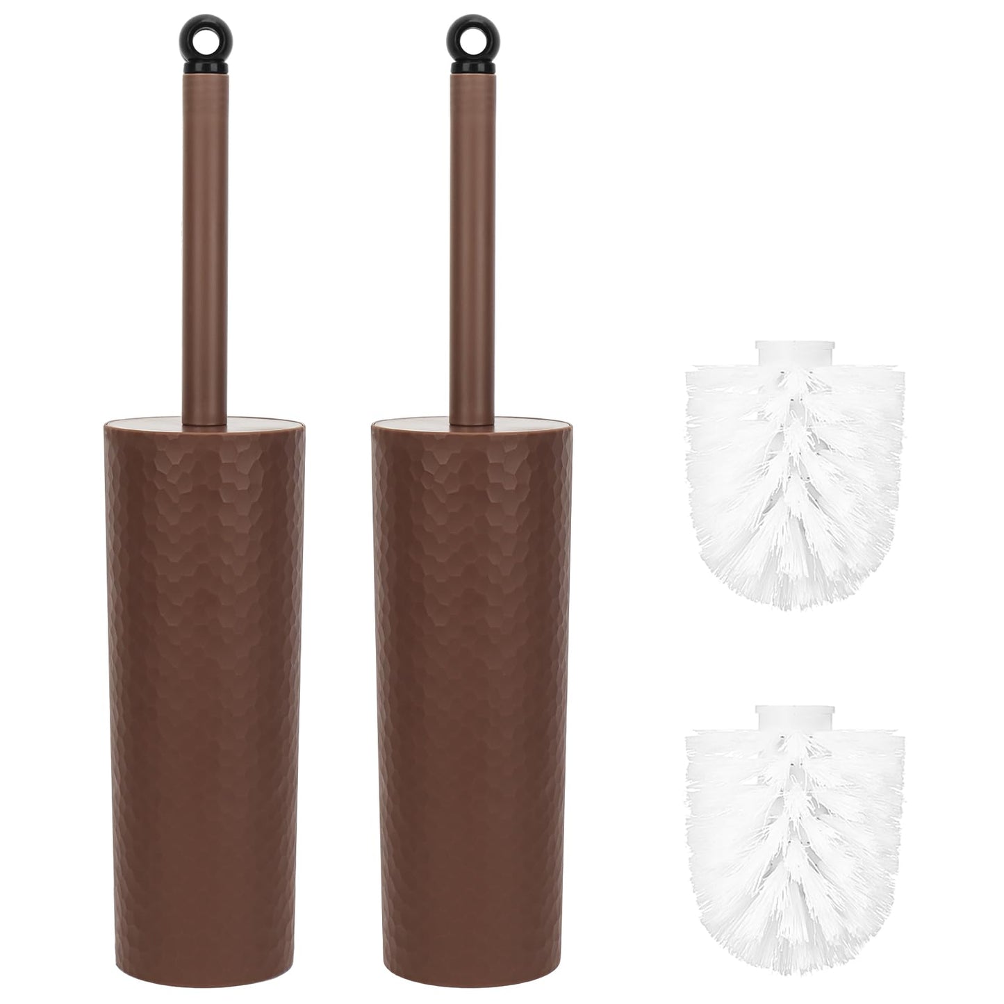 Toilet Brush, 2 Pack Toilet Brushes & Holders Sets with Plastic Handle & Soft Flexible Bristles, 4 Toilet Brush Heads for Bathroom Toilet-Ergonomic
