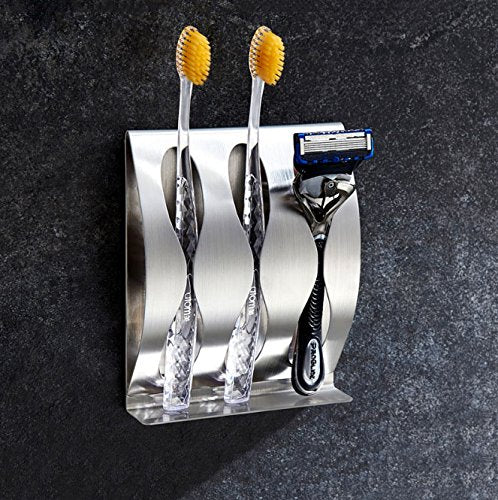 Originalidad Stainless Steel Wall Mount Bathroom Toothbrush Holder, Bathroom Cabinet Organizer Accessories
