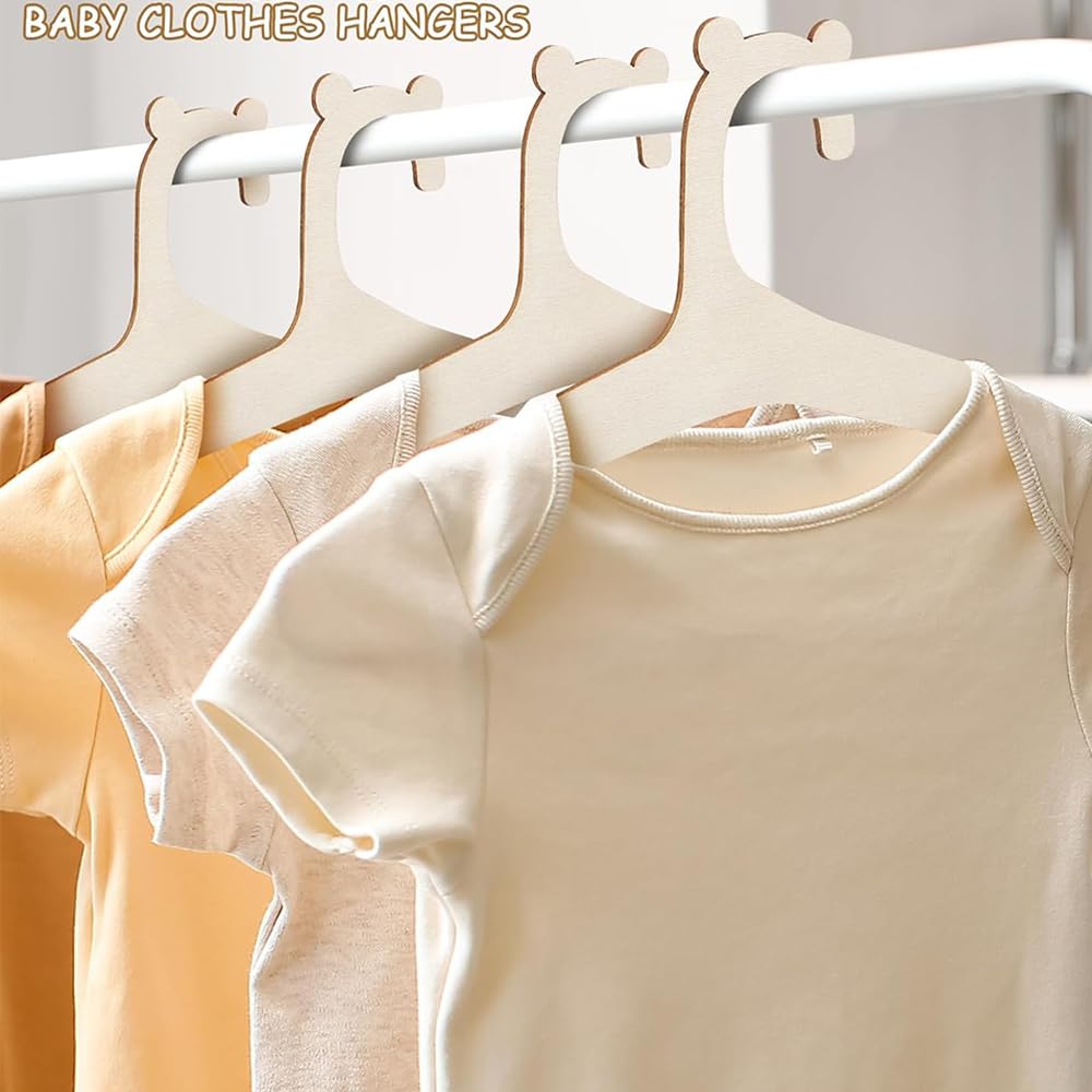 Baby Hangers Wooden - 7pcs Baby Coat Hangers - Baby Clothes Hangers,Non-slip Hangers Newborn,Baby Hangers for Clothes,Space Saving Wooden