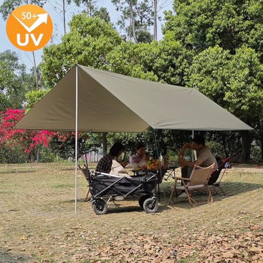 HIDEWALKER Camping Tarp Shelter 3x3m 3x4m 3x5m Lightweight Tent Tarpaulin Waterproof Tent Awning Canopy Basha Sunshade for Hiking Backpacking (Olive Green, 4x4m)