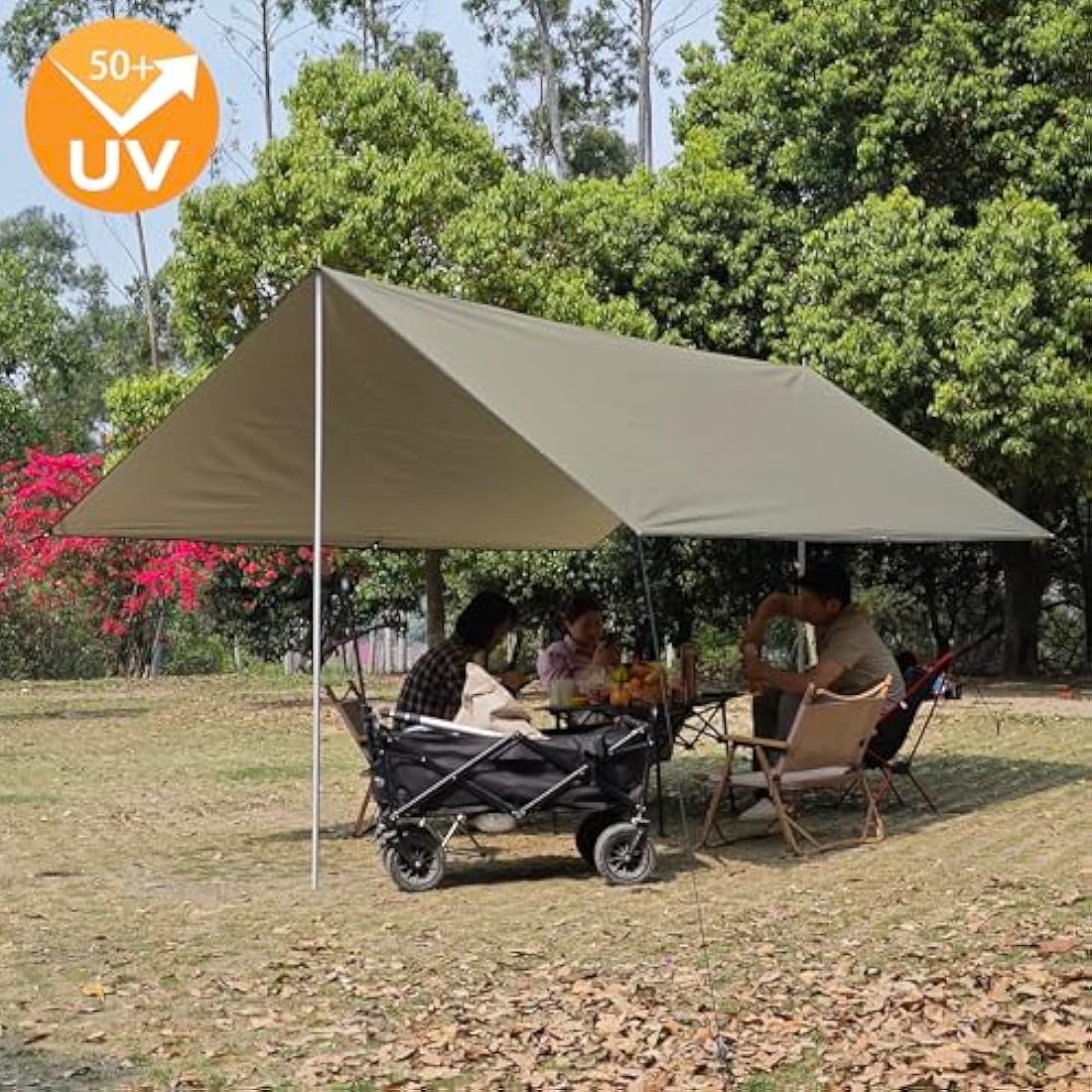 HIDEWALKER Camping Tarp Shelter 3x3m 3x4m 3x5m Lightweight Tent Tarpaulin Waterproof Tent Awning Canopy Basha Sunshade for Hiking Backpacking (Olive Green, 3x4m)
