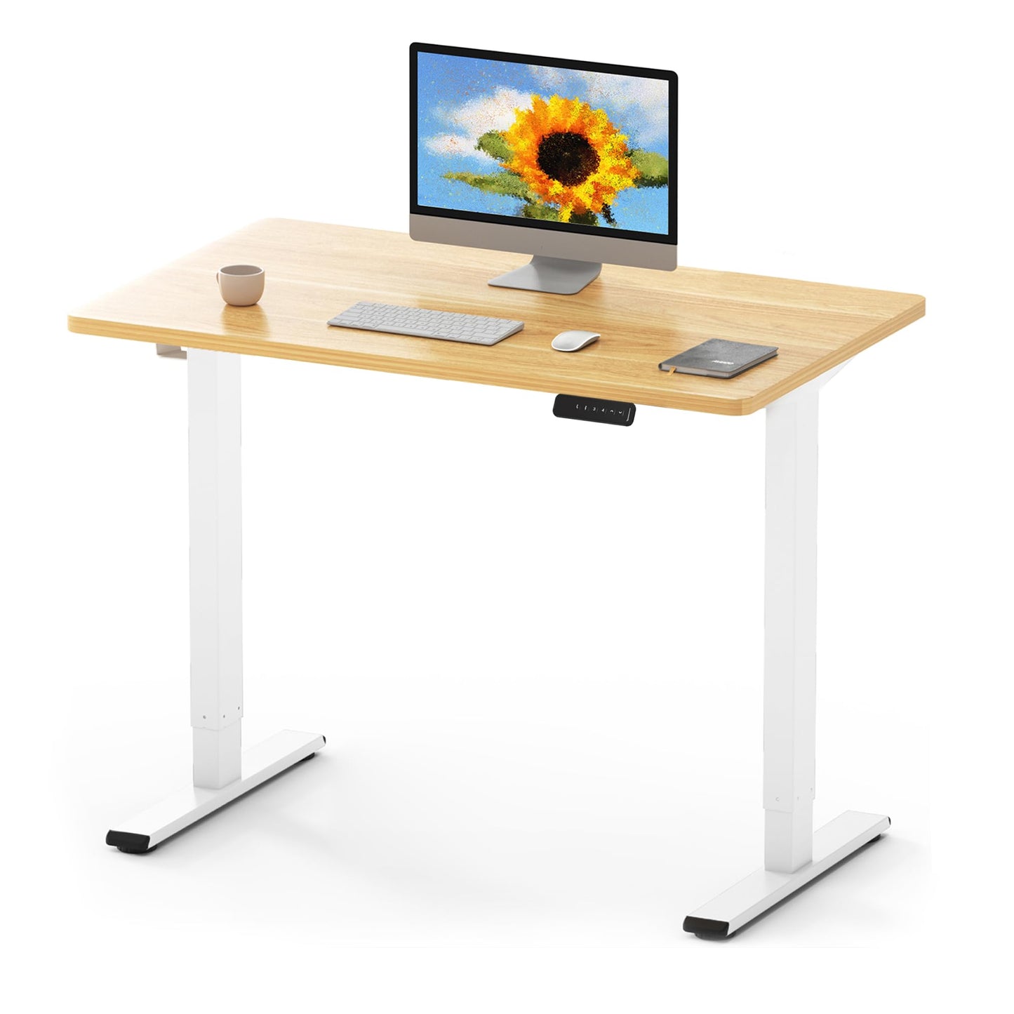 FLEXISPOT ONE PIECE Electric Standing Desk Height Adjustable Desk Sit Stand Desk with 4 Memory Smart Pannel and Backpack Hook for Home Office