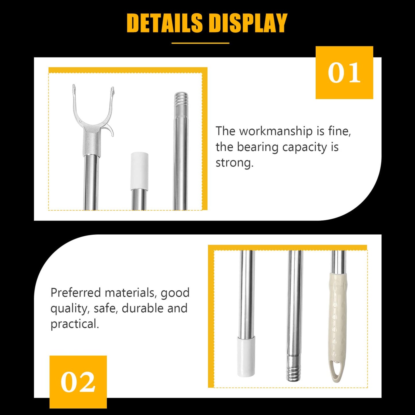 Angoily Adjustable Clothesline Pole Clothes Hook Pole for Wardrobe Garment Reach for Balcony Laundry Drying Splicable Clothes Rod for Hanging and