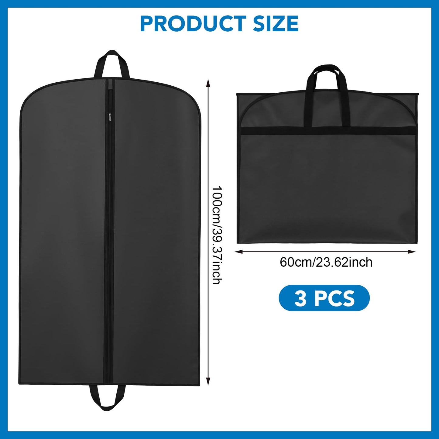 3Pcs Suit Bag, PEVA Suit Carriers for Men with Handles, Travel Garment Bags