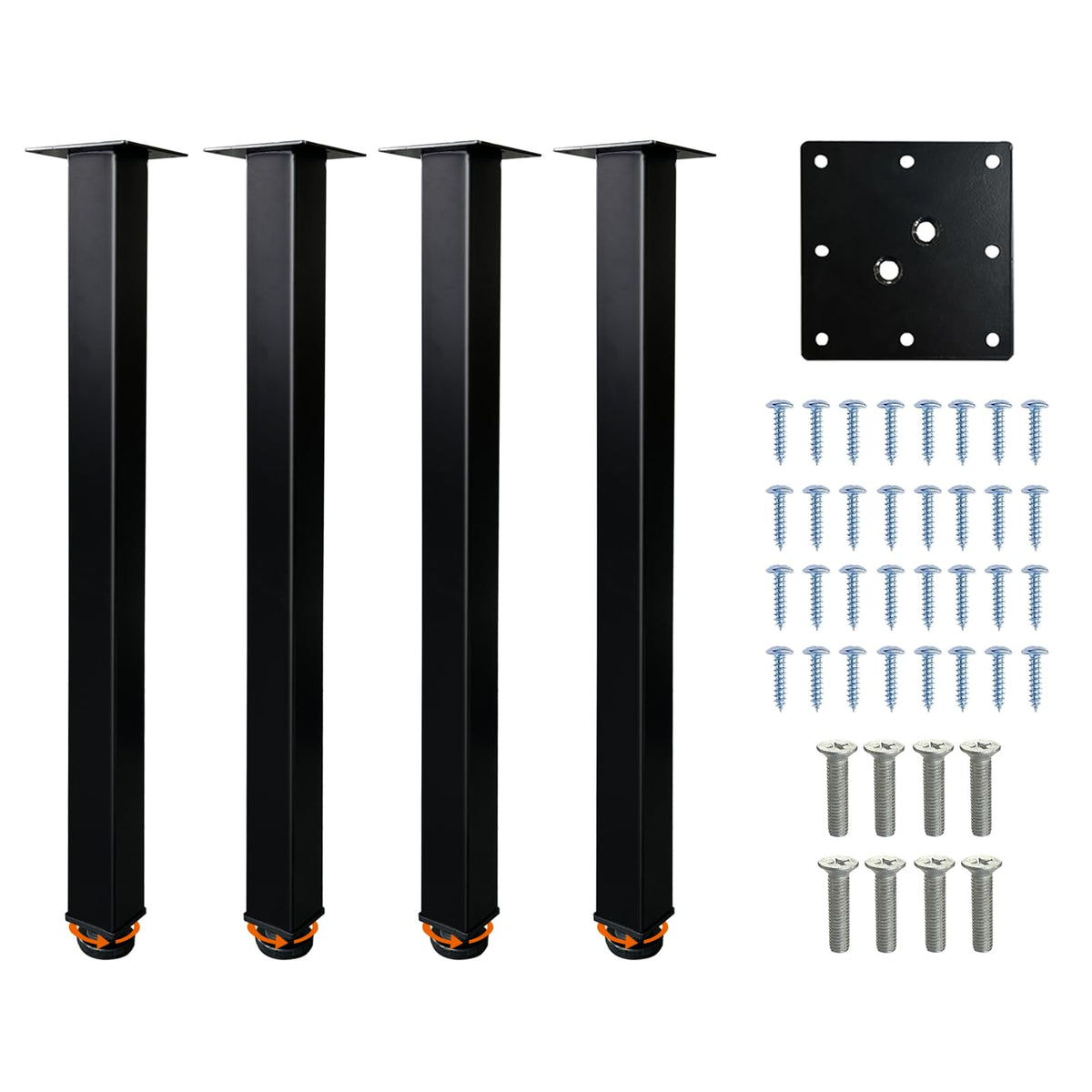 QLLY 50cm/19.7 inch Square Tall Metal Desk Legs, Office Table Furniture Leg Set, Set of 4 50cm, Black