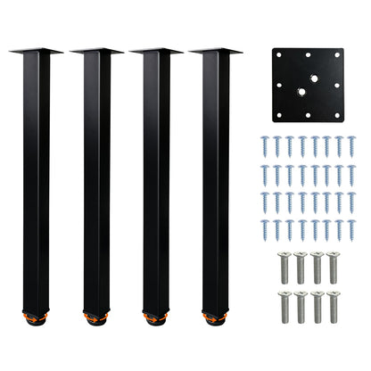 QLLY 60cm/23.6 inch Square Tall Metal Desk Legs, Office Table Furniture Leg Set, Set of 4 60cm, Black