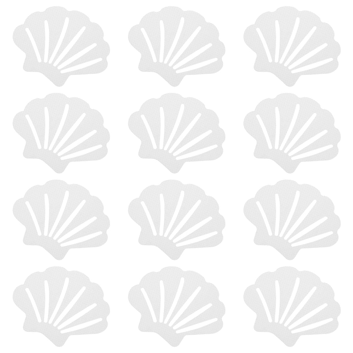 PATIKIL 12Pcs Non Slip Bathtub Stickers, Anti Slip Shower Stickers Bathroom Shower Floor Decals Sea Shell Shape Cute Treads Tubs, White