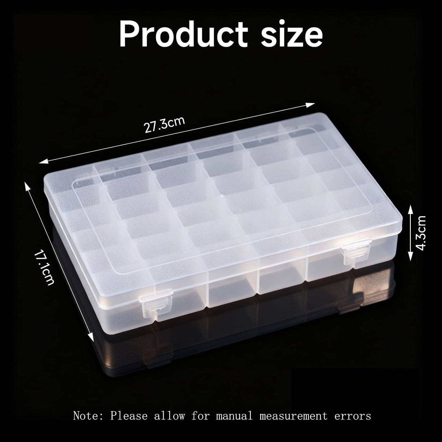 2 Pack 36 Grids Organiser Storage Box, Plastic Clear Stackable Container, Fishing Tackle Box, Craft Storage Boxes with Adjustable Dividers for Beads