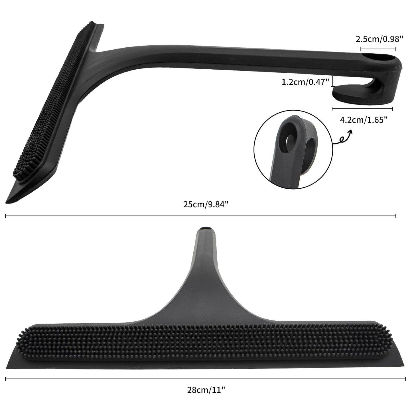 Shower Squeegee For Glass Doors With Built-In Hook All-In-One Silicone Squeegee Rubber Screen Wiper For Window Bathroom Cleaner Scraper Showers