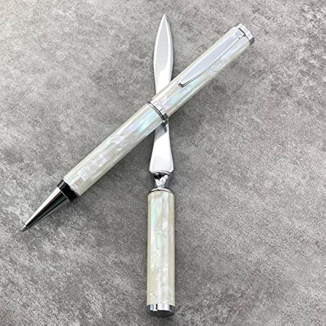 LACHIEVA LUX Luxury Mother of Pearl Ballpoint Pen & Letter Opener Set, Unique Gift for Men & Women, Great for Christmas and Special Occasions