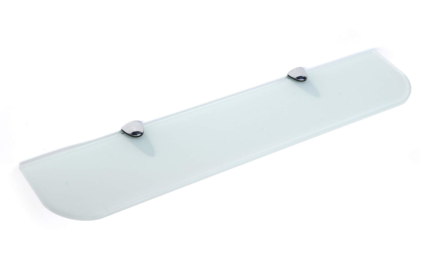 6mm Thick Toughened Glass Shelves With Curved Corners and Large Chrome Finish Shelf Supports 600mm (24” approx) and 500mm (20” approx) Black