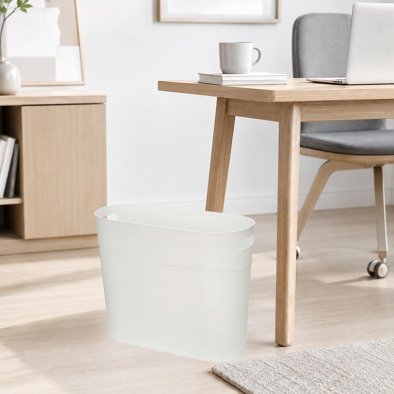 Caxmtu Small Bathroom Bin Plastic Bathroom Wastebasket 10 Litres Slim Garbage Container Bins with Handle for Home Kitchen Bathroom Bedroom Office