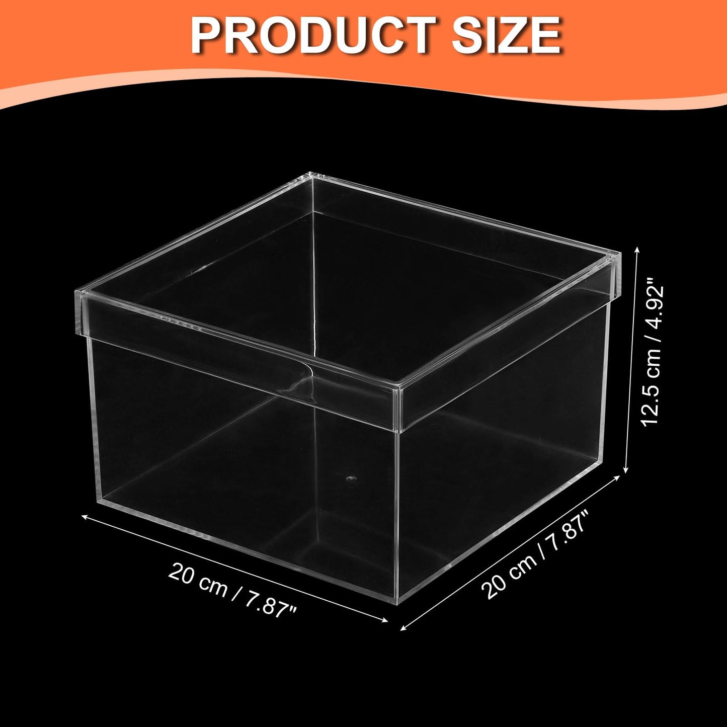 PATIKIL Acrylic Box with Lid 7.87" x 7.87" x 4.92", Clear Acrylic Display Boxes Plastic Square Cube Containers Storage Organizer for Candy Tiny