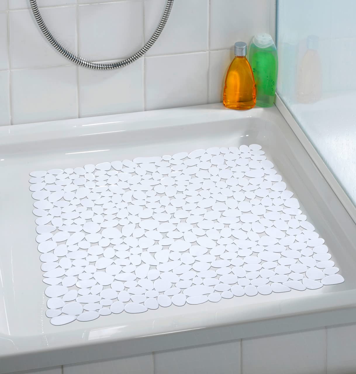 WENKO 20277100 Shower mat Paradise White - anti-slip, Thermoplastic elastomer (TPR), 54 x 54 cm, White