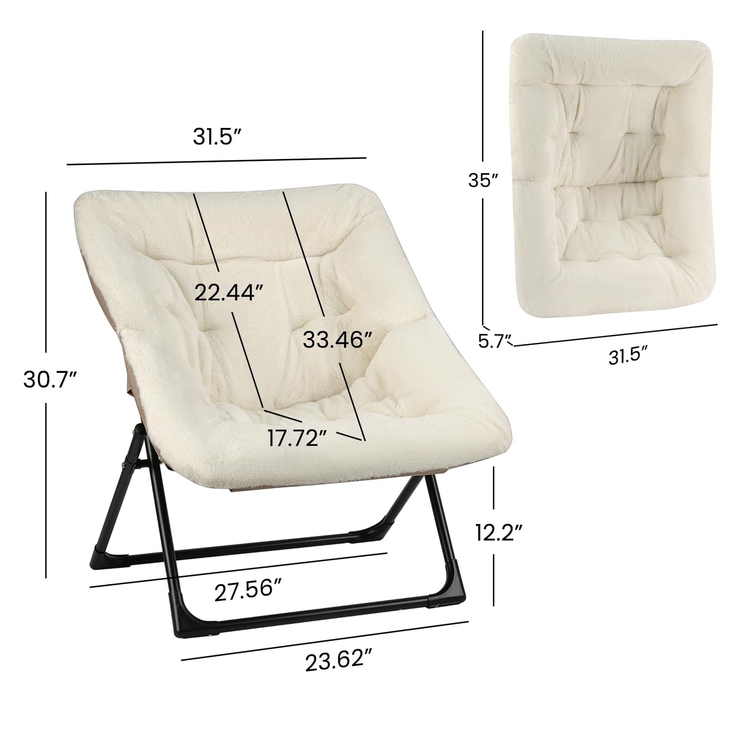 Mordchil EU Armchair Saucer Chair, Comfy Faux-Fur Reading Chair for Bedroom, Oversized Accent Moon Chairs for Teens and Adults