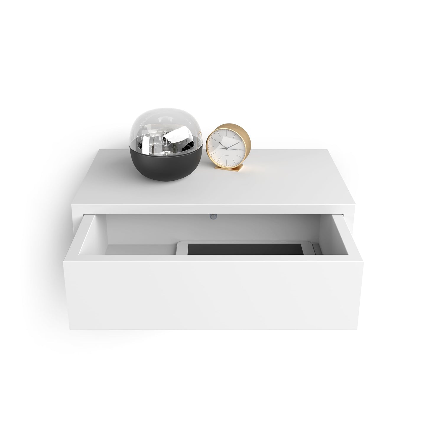 Mobili Fiver, Riccardo Wall bedside table, Matt White, Made In Italy